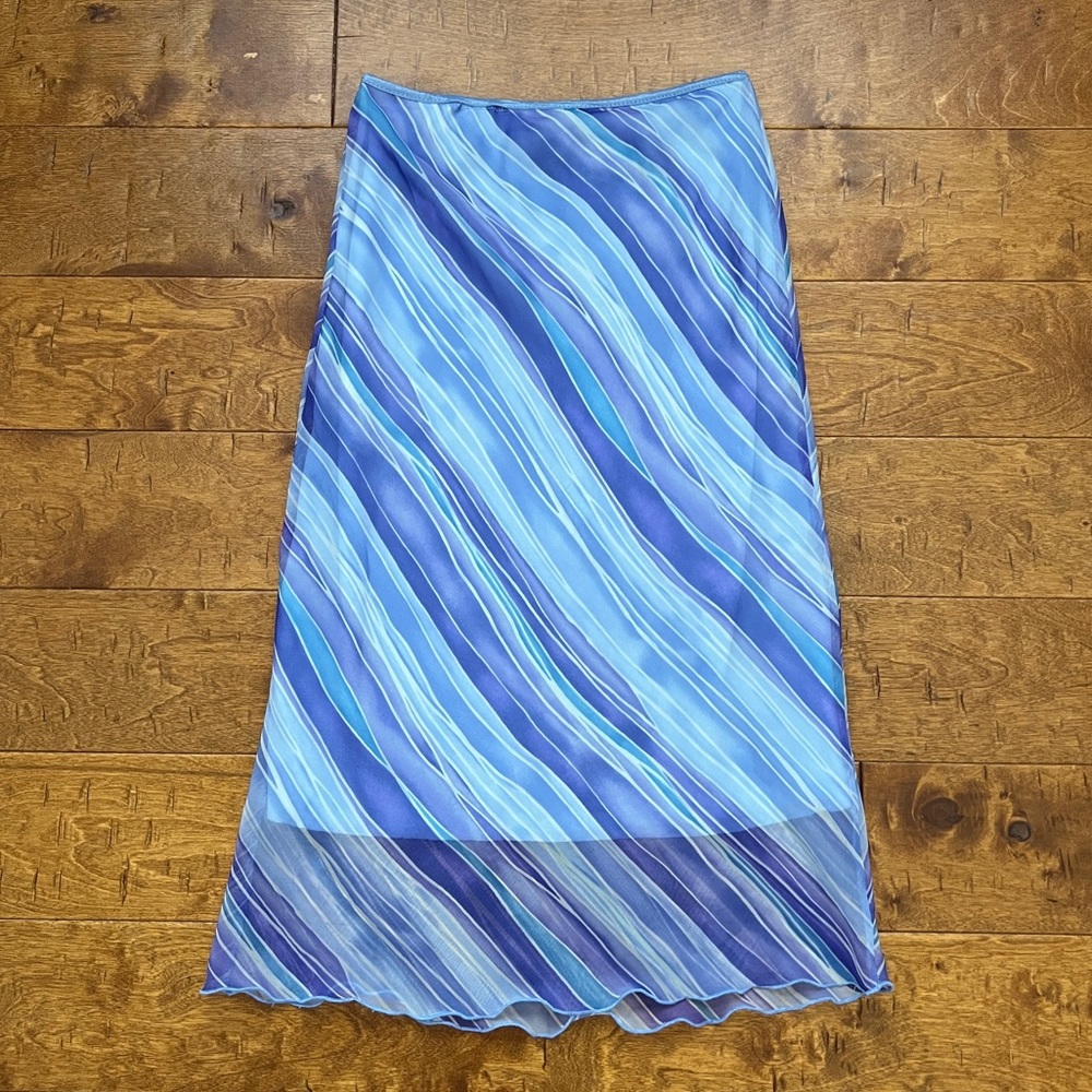 Purple Striped Midi Skirt